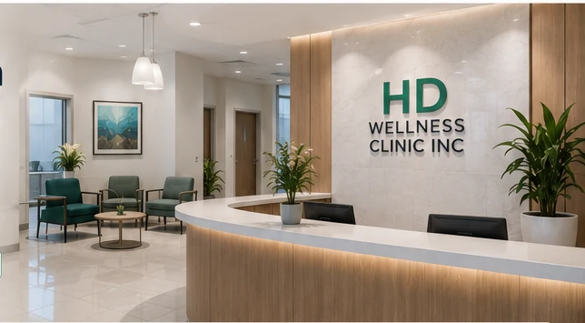 Bright, modern medical clinic reception and waiting area
