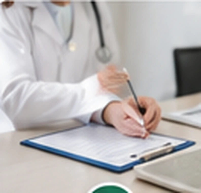 Medical professional reviewing a patient chart